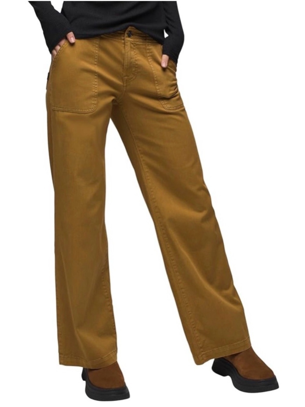 NWT PrAna Sancho Boyfriend Pants Organic Cotton Khaki Tan Stretch Sz 8